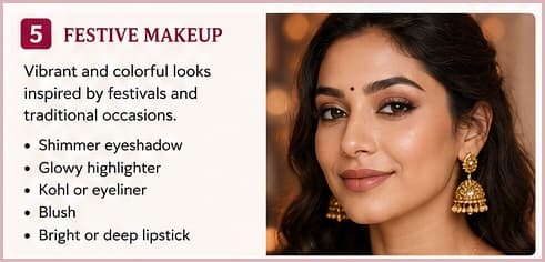 Festive makeup — vibrant, colourful looks inspired by festivals and traditional occasions