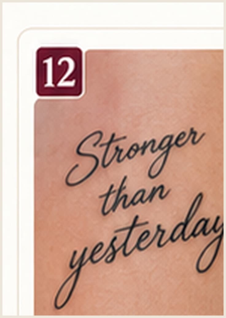 Script tattoo — "Stronger than yesterday" in flowing handwriting