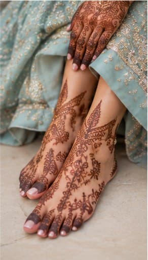 Bridal mehendi covering both feet