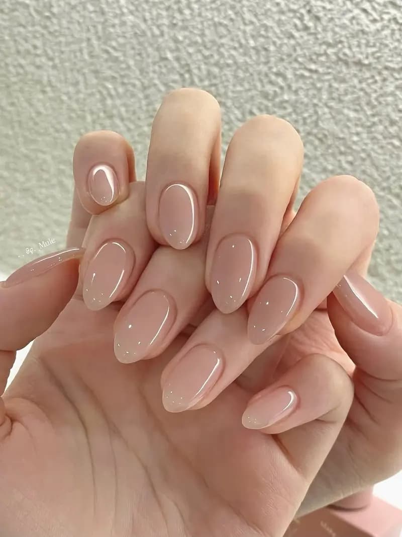 Korean Milky Pink Nails