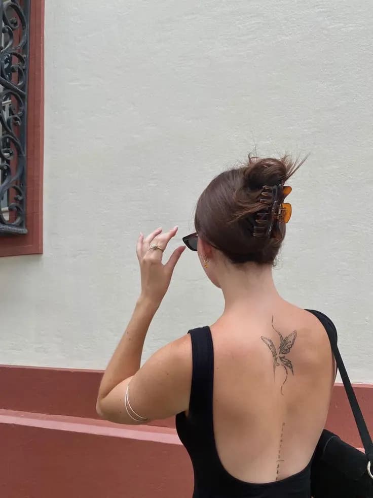 Minimalist Fairy Back Tattoo