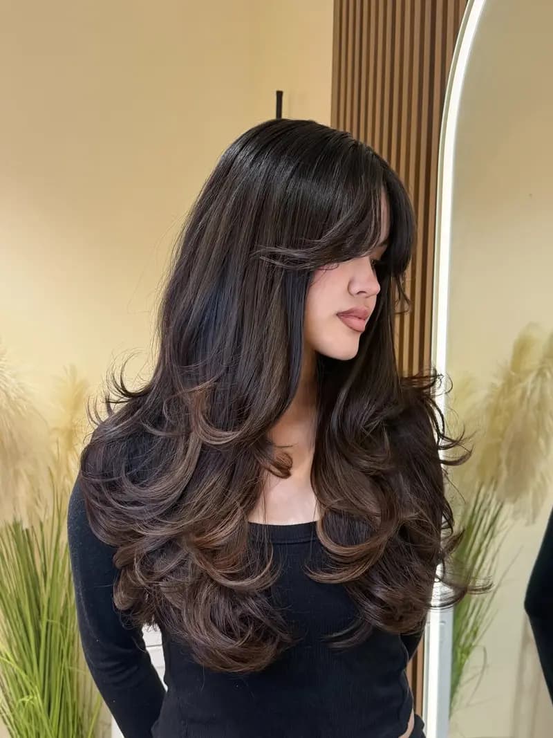 Butterfly Layer Cut with Curtain Bangs
