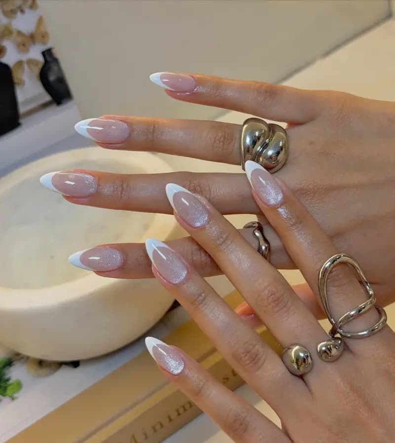 Pearl French Cat Eye Nails