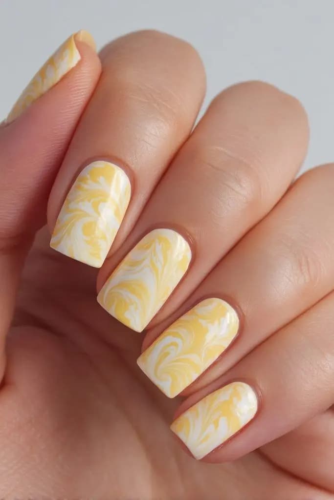 Lemon Marble Nails