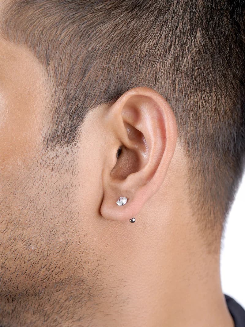 Ivonna Diamond Silver Men's Stud Earrings